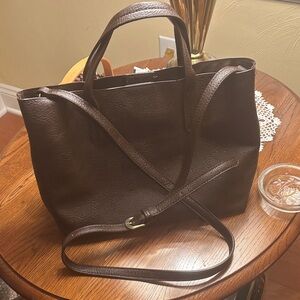 Joy Susan Dark Brown Crossbody Bag with Handles Brass-Hardware EUC